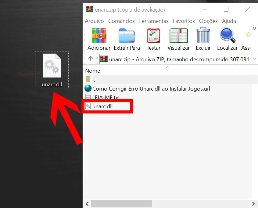 Corrigir erro Unarc.dll